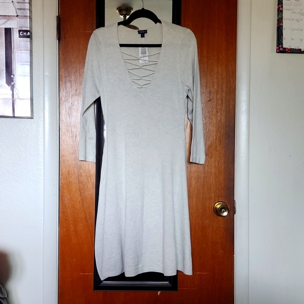 Cross front sweater dress
